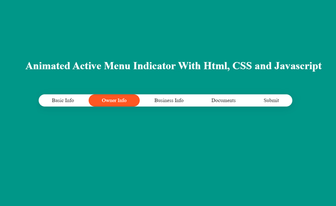 Active Tab/Menu Animated In CSS & jQuery | jQuery Script | jQuery Plugin