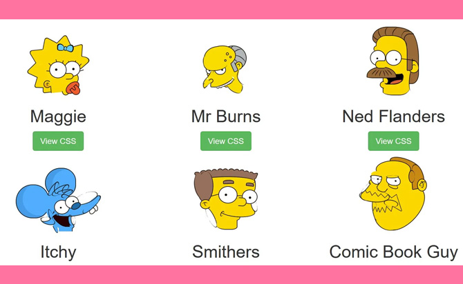 Simpsons characters made in pure CSS