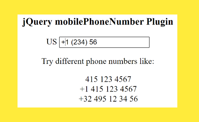 International Phone Number Input Plugin with jQuery - mobilePhoneNumber