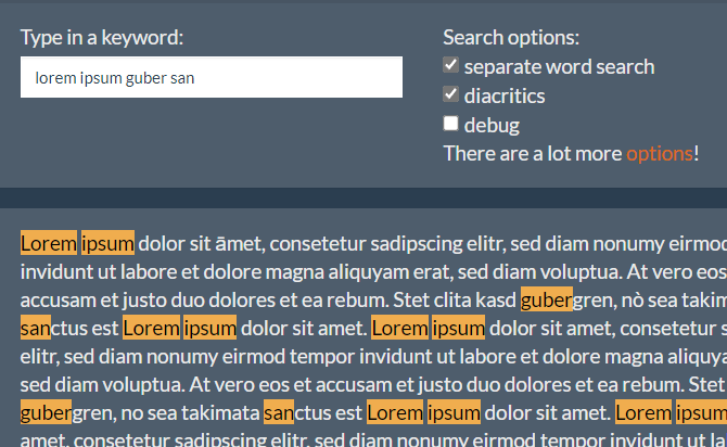 Versatile Keyword Highlighting Plugin For jQuery - mark
